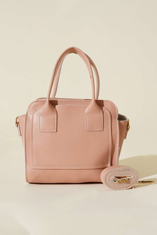 Square Zipper Bag, Powder Pink
