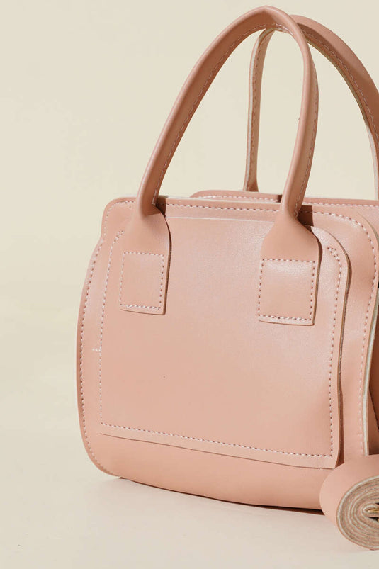 Square Zipper Bag, Powder Pink