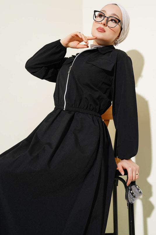 Tailleur jupe veste courte zippée noir