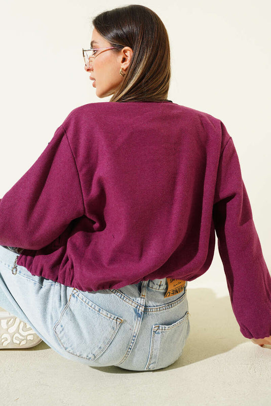 Short Zip-Up Cashmere Bomber Jacket, Magenta