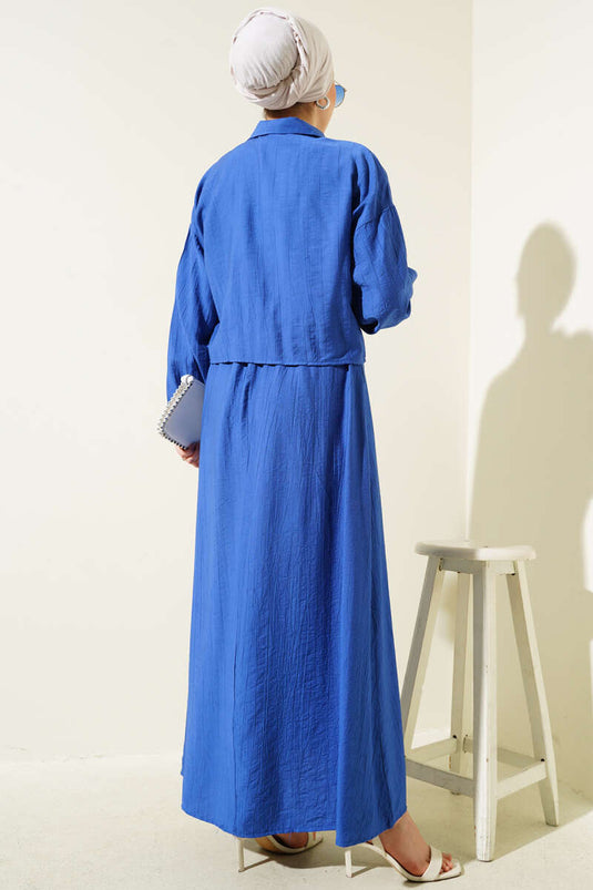 طقم من قطعتين من سترة كارديجان مرنة بسحاب من ساكس