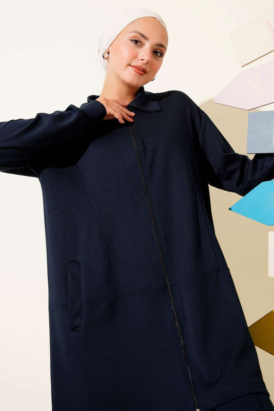 Costume deux pièces à poches zippées Loysha bleu marine