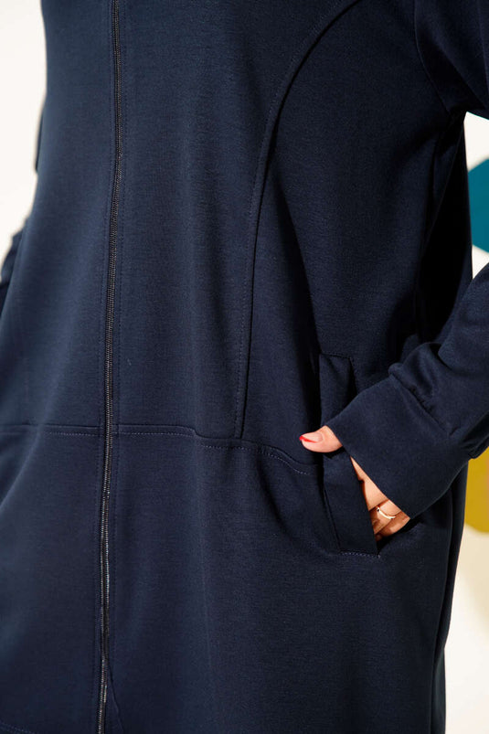 Costume deux pièces à poches zippées Loysha bleu marine