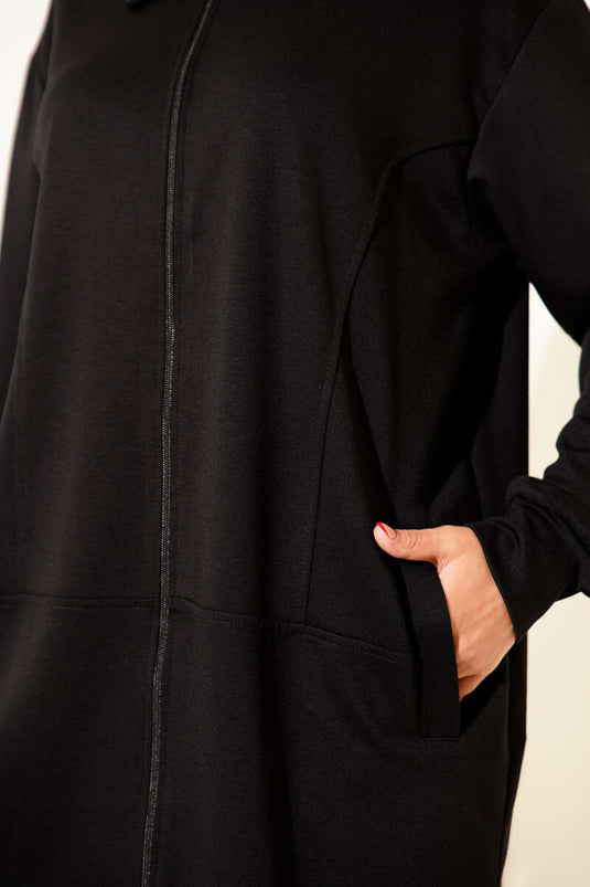 Loysha Pocket Zweiteiliger Anzug mit Reißverschluss in Schwarz