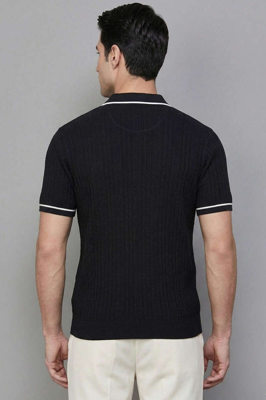 Zippered Mercerized T-shirt Black