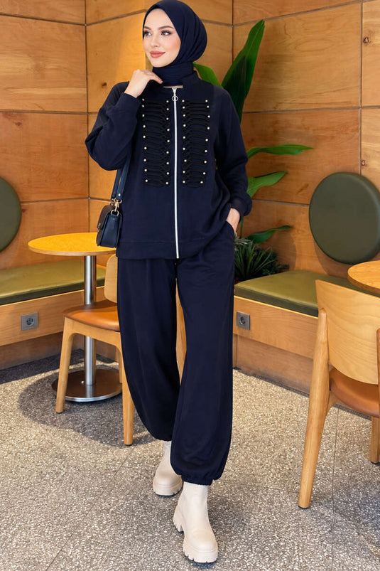 Completo Due Pezzi Modal Loyşa Con Zip Blu Navy