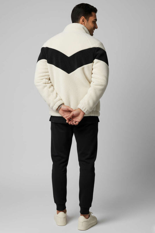 Fermuarlı Peluş Erkek Mont Taş