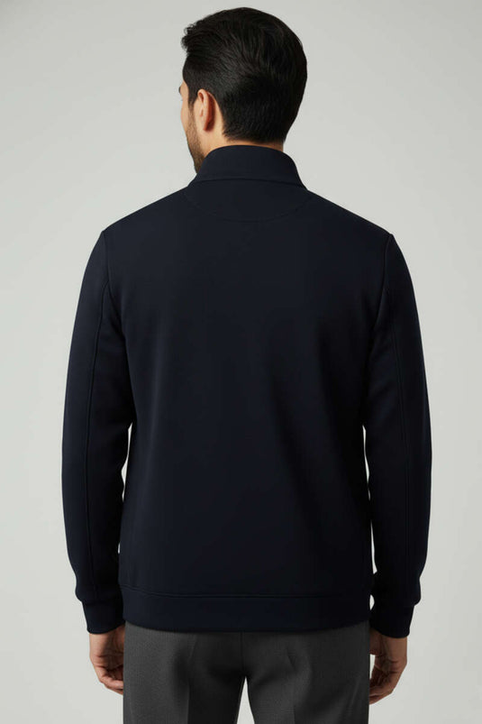 Cardigan da uomo in scuba con cerniera, blu navy