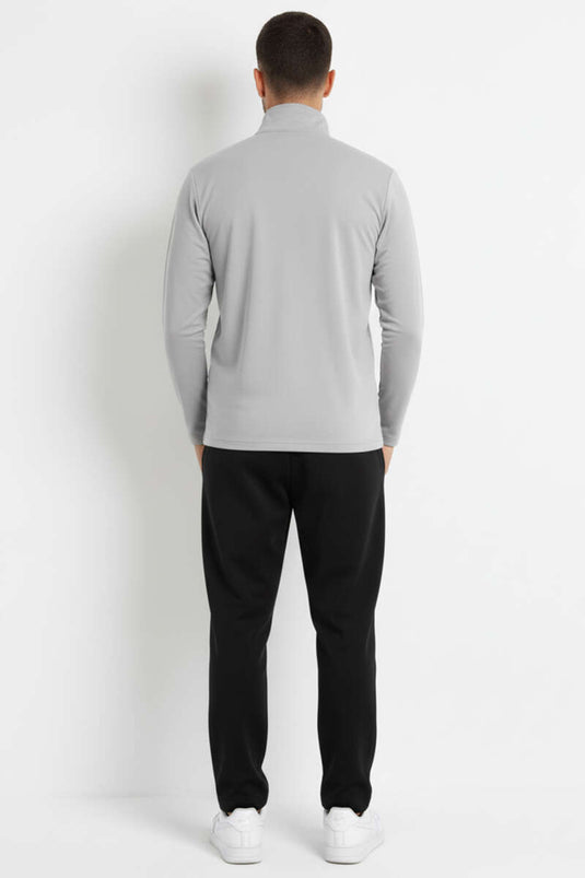 Fermuarlı Scuba Erkek Sweatshirt Gri
