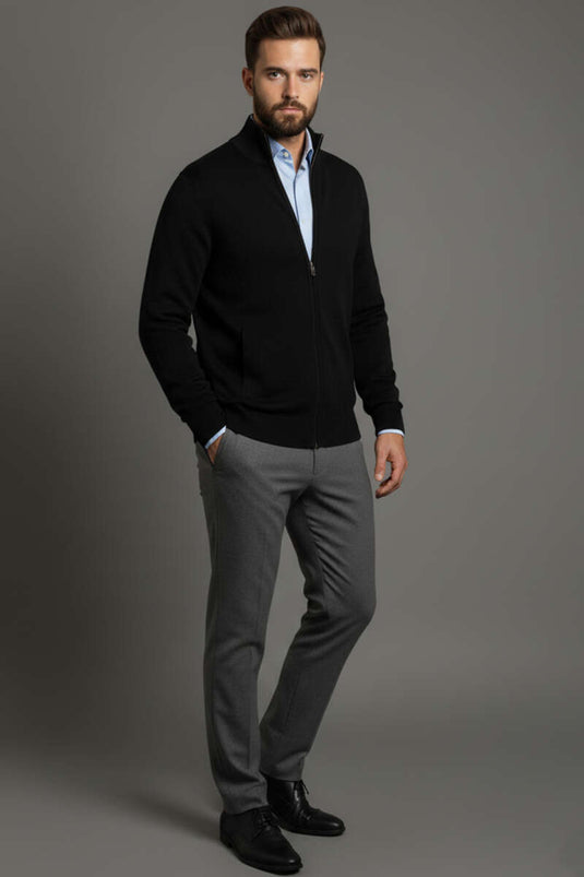 كارديجان رجالي بسحاب من ثيسالونيكي، أسود