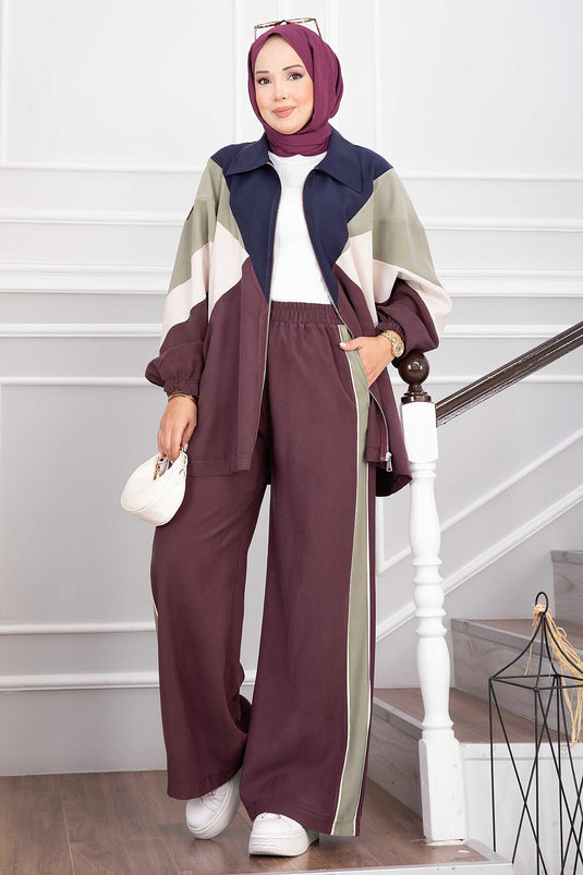 Sportjacke Und Hose Set In Pflaume