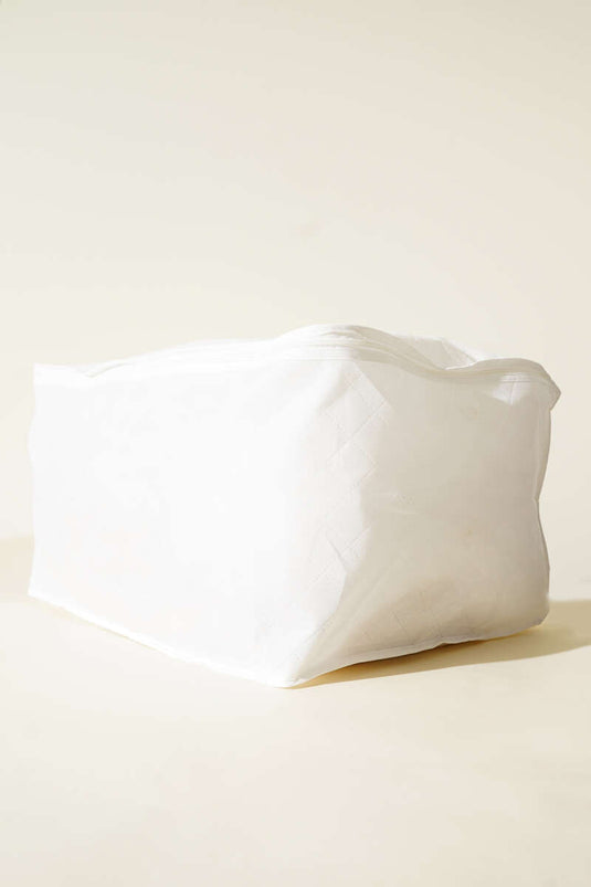 Kissenaufbewahrungsbeutel aus Vliesstoff mit Reißverschluss, weiß