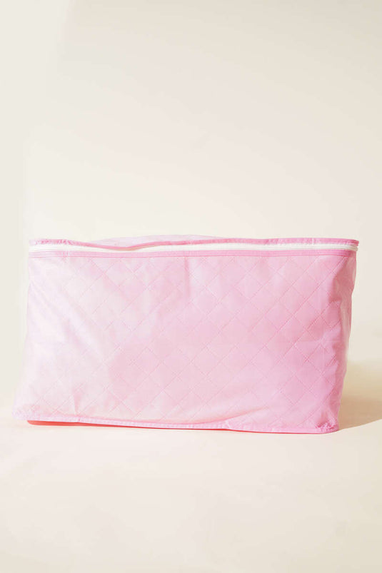 Sac de rangement pour oreiller en tissu rose à fermeture éclair