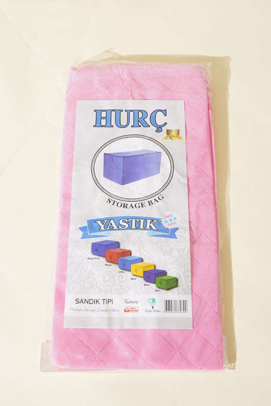 Sac de rangement pour oreiller en tissu rose à fermeture éclair