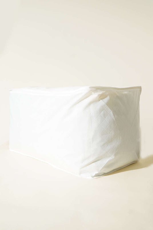 Weißer, verschließbarer Aufbewahrungsbeutel für Steppdecken aus Vliesstoff