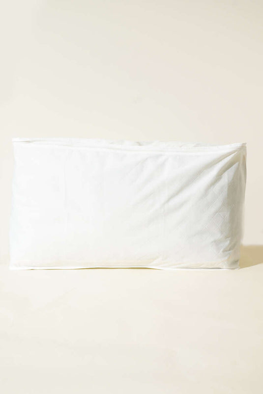 Weißer, verschließbarer Aufbewahrungsbeutel für Steppdecken aus Vliesstoff