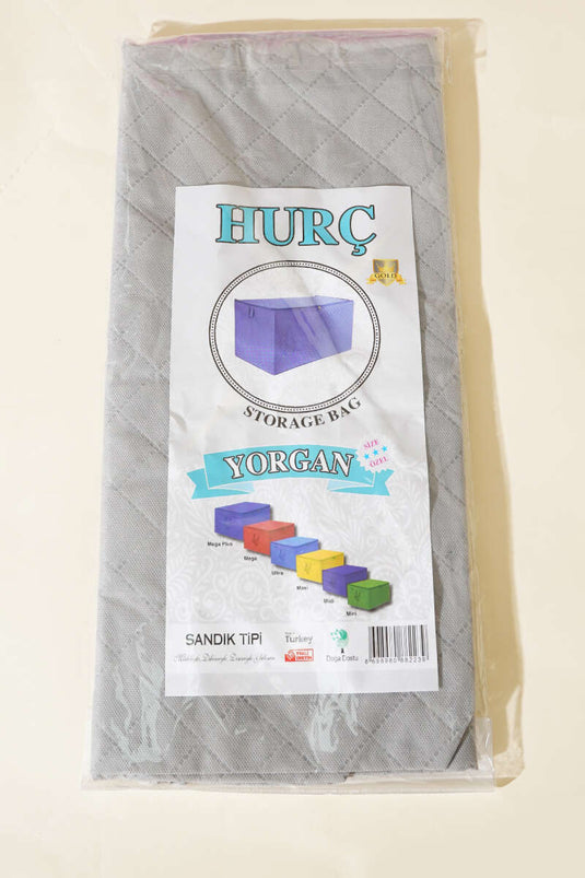 Sac de rangement pour couette en tissu non tissé avec fermeture éclair, gris