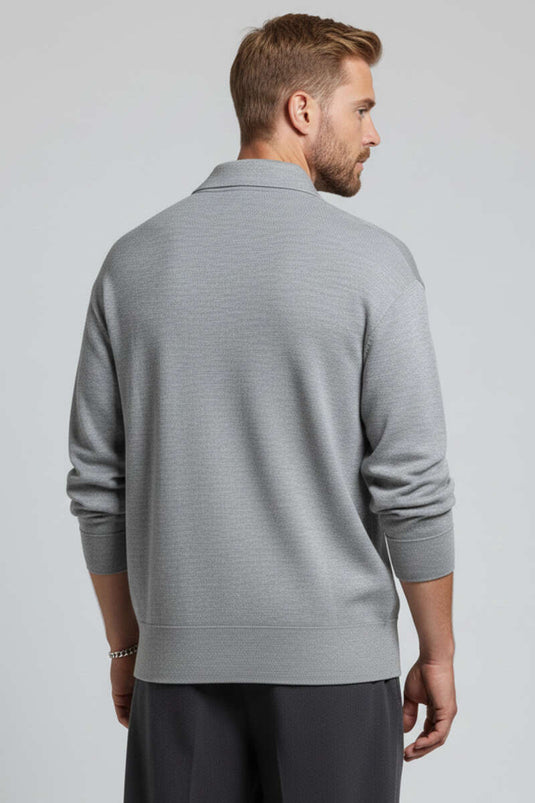 Cardigan homme en tricot avec fermeture éclair gris