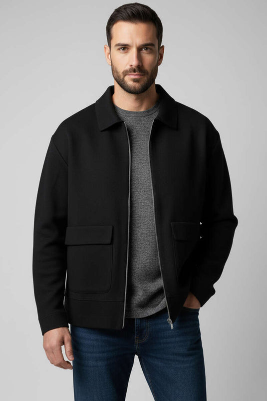 كارديجان رجالي محبوك بسحاب، أسود