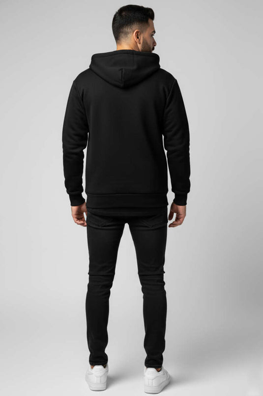 Fermuarlı Üç İplik Erkek Sweatshirt Siyah