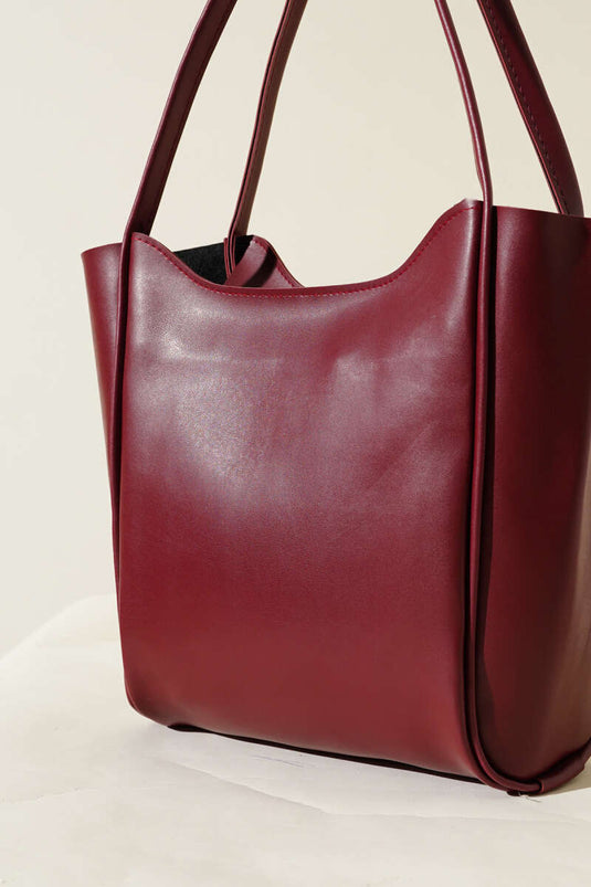 Zippered Long Handle Bag Burgundy