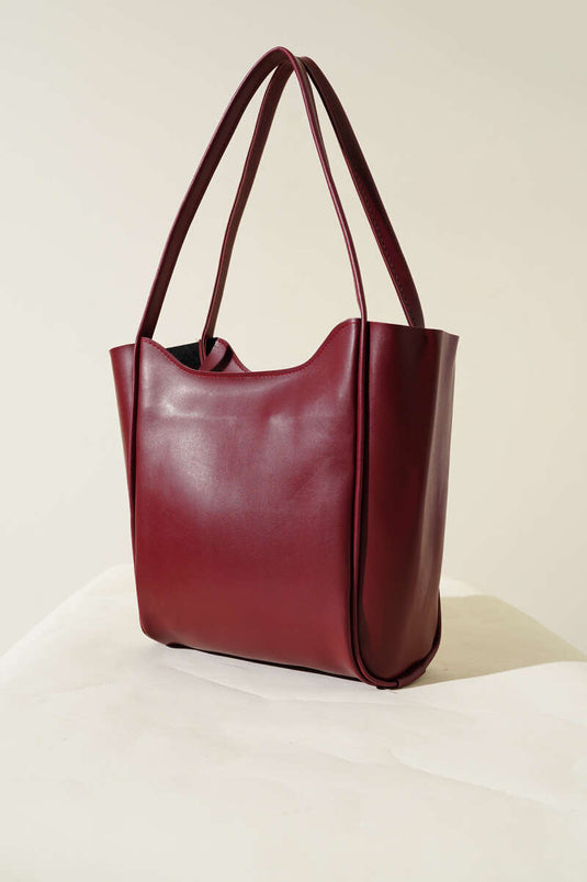 Borsa con manico lungo e cerniera, colore bordeaux