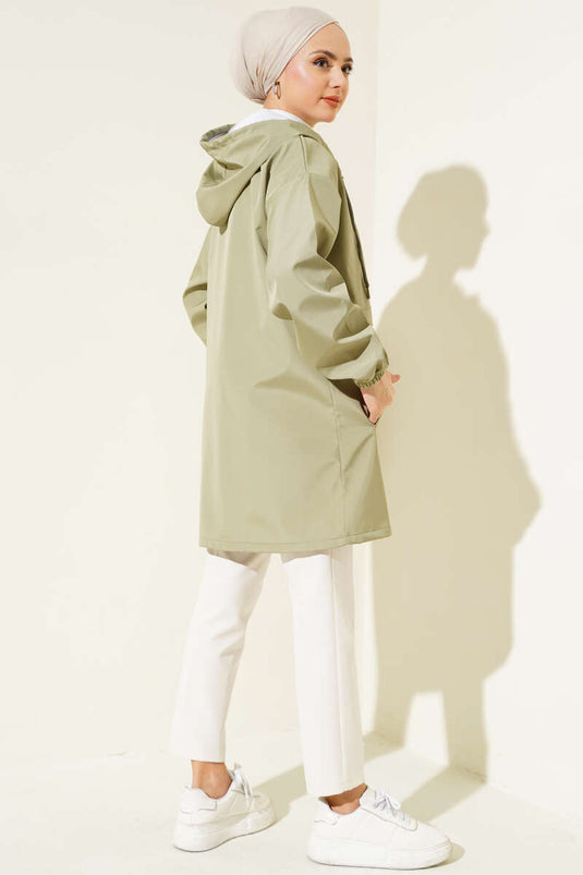 Zippered Raincoat Sage Green