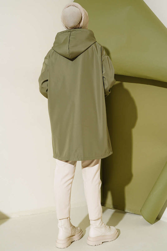 Zippered Raincoat Khaki