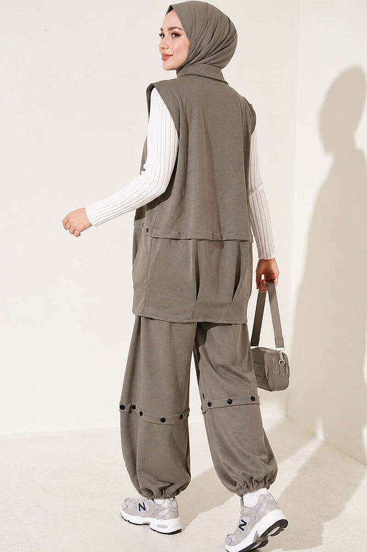 Zippiertes Weste- Und Loysha-Set In Khaki