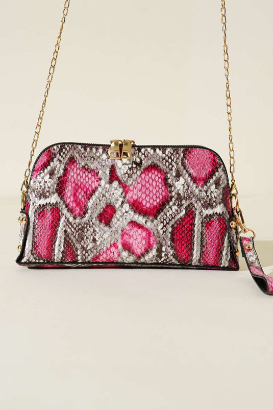 Fuchsia Zippered Chain Strap Bag