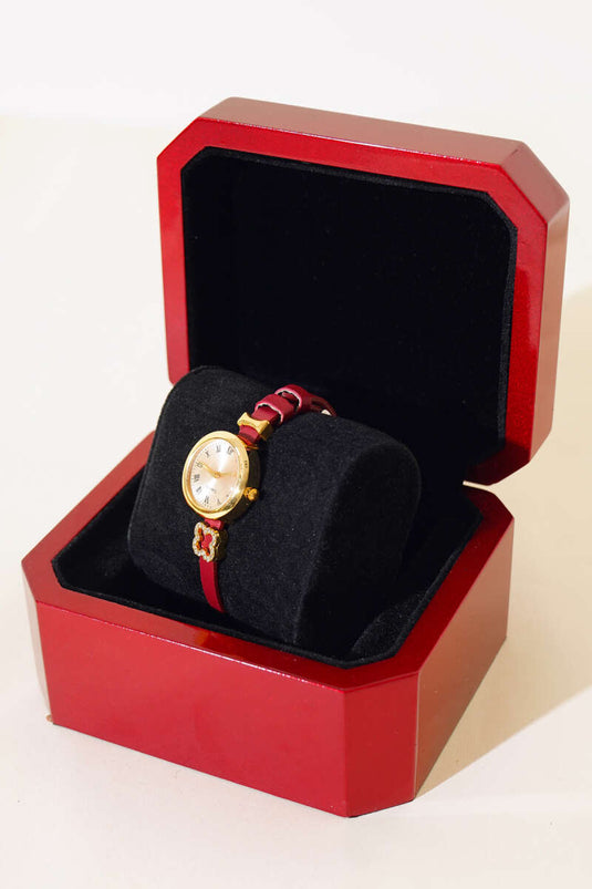 Montre-Bracelet pour Femme avec Bracelet Chiffré et Bracelet Rouge Claret