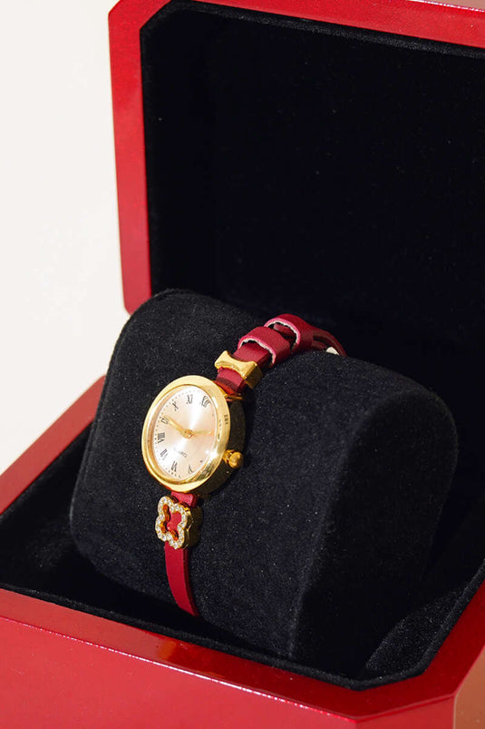 Montre-Bracelet pour Femme avec Bracelet Chiffré et Bracelet Rouge Claret