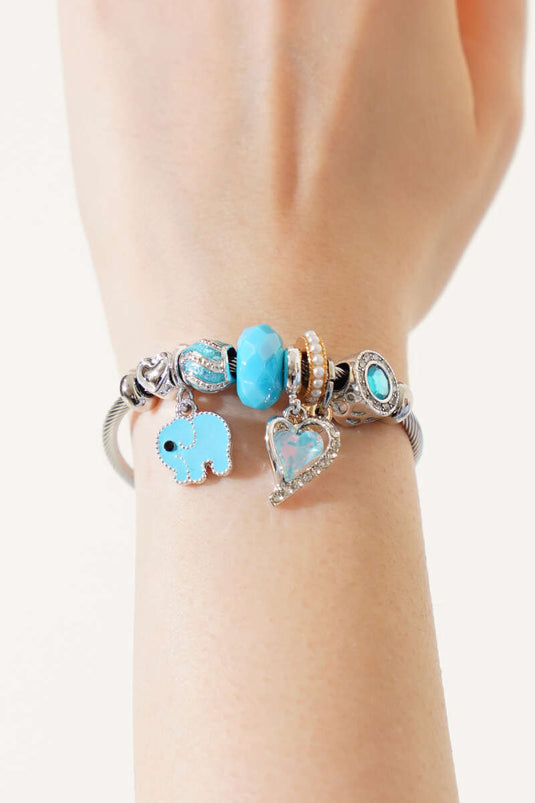 Fil Charmlı Bileklik Bebe Mavi