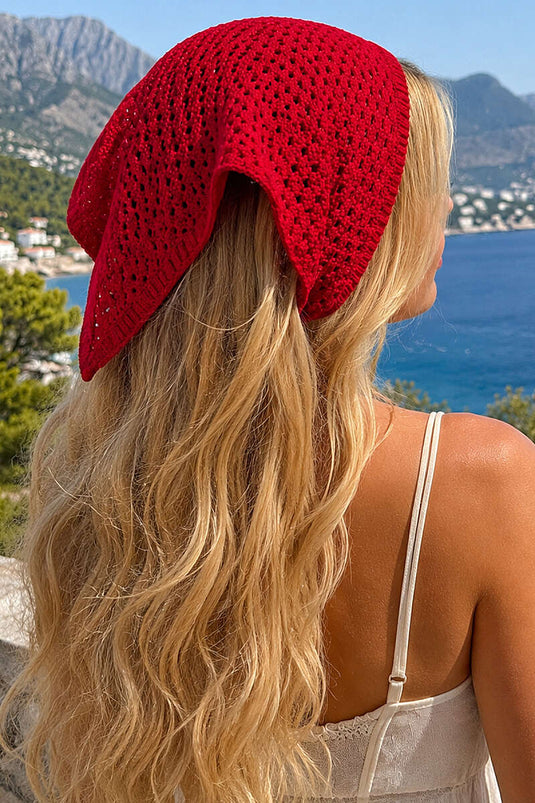 File Örgülü Bağlamalı Bandana Kırmızı