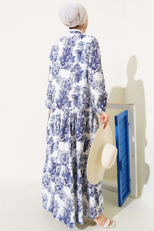 Robe en viscose à motifs floraux Filli bleu marine