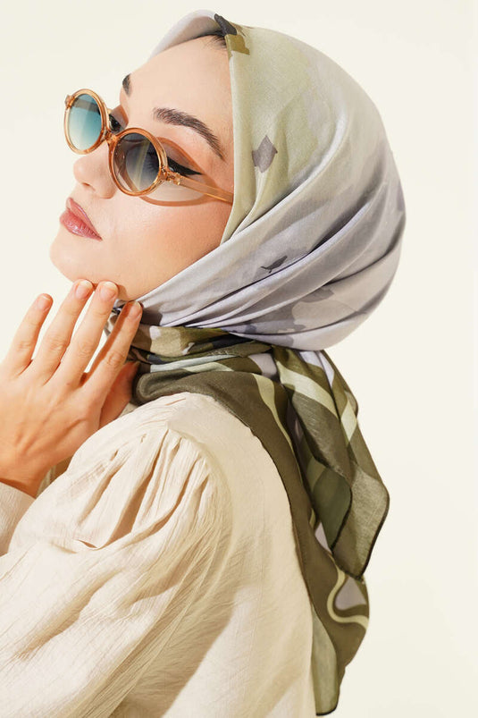 وشاح لينا بنقشة فيوري، لون كاكي