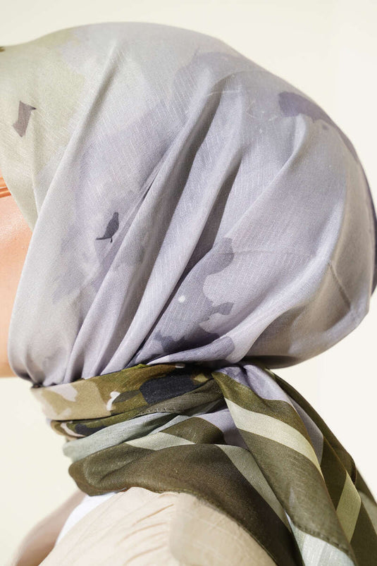 وشاح لينا بنقشة فيوري، لون كاكي