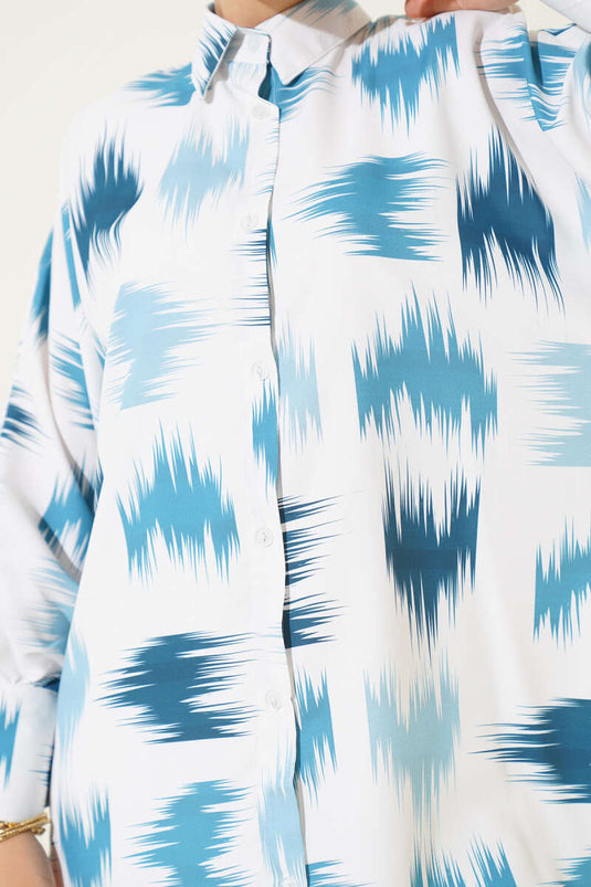 قميص معصم منقوش بالفرشاة بلون النعناع