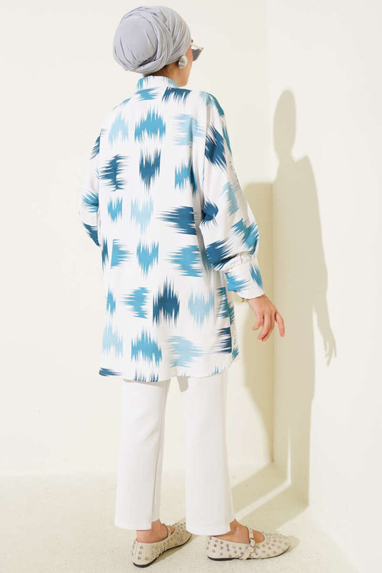 قميص معصم منقوش بالفرشاة بلون النعناع