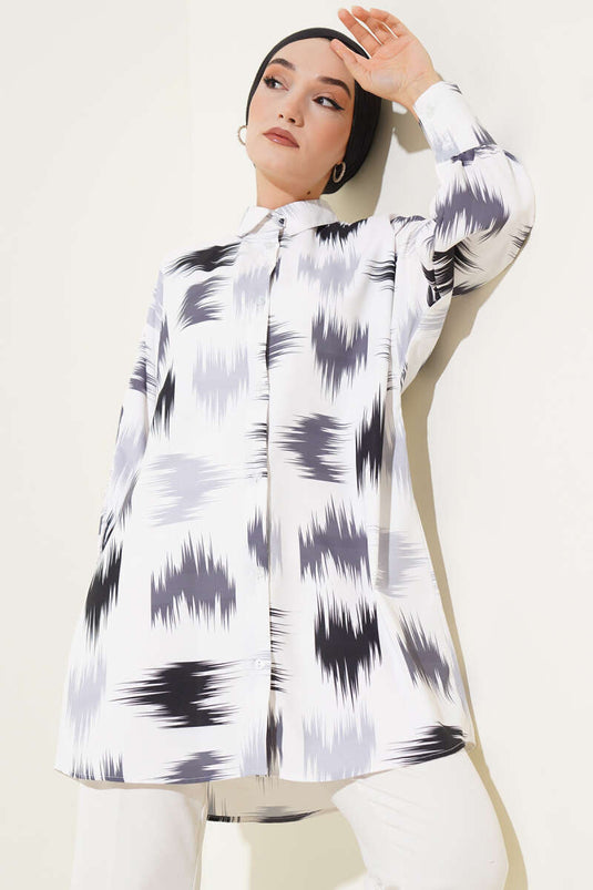 Chemise à poignets à motif brossé noire