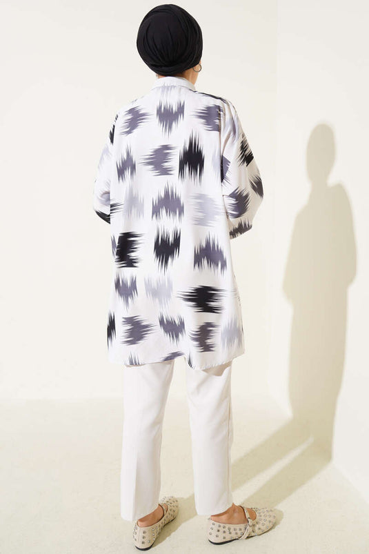 Chemise à poignets à motif brossé noire