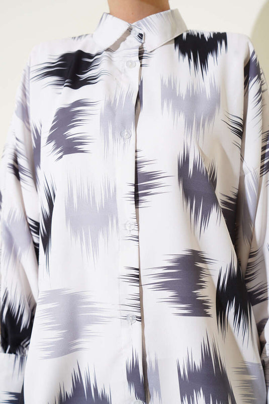 Chemise à poignets à motif brossé noire