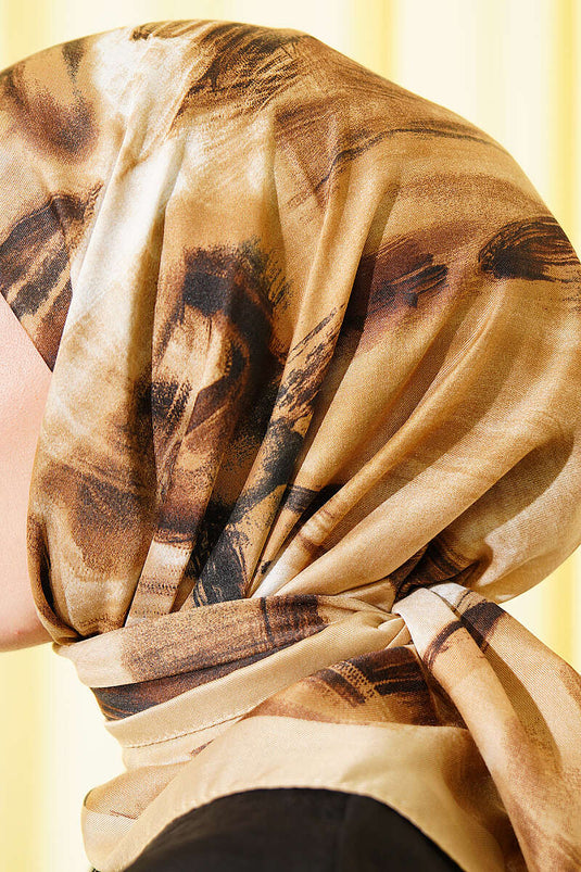 Sciarpa con motivo a pennello beige