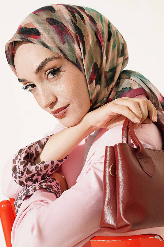 Foulard Morbido Con Motivo A Pennello Bordeaux