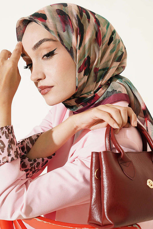 Foulard Morbido Con Motivo A Pennello Bordeaux