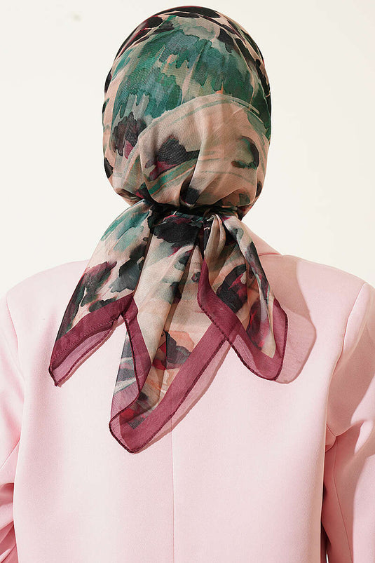 Foulard Morbido Con Motivo A Pennello Bordeaux