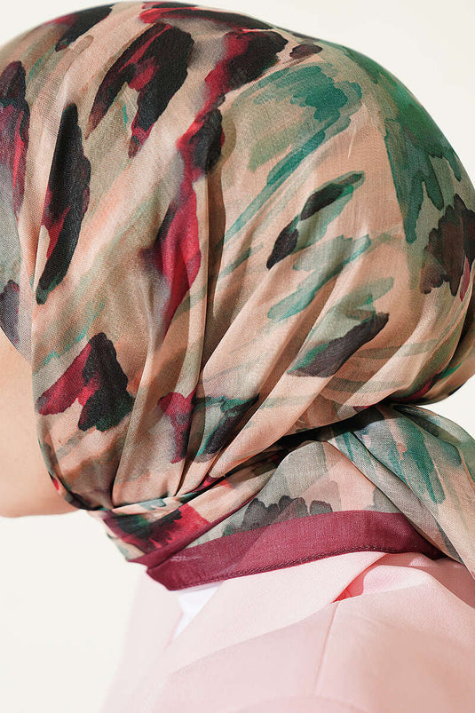 Foulard Morbido Con Motivo A Pennello Bordeaux