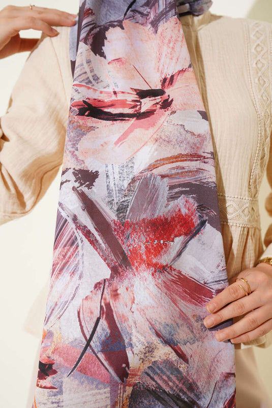 Brush Patterned Soft Scarf Dark Brown