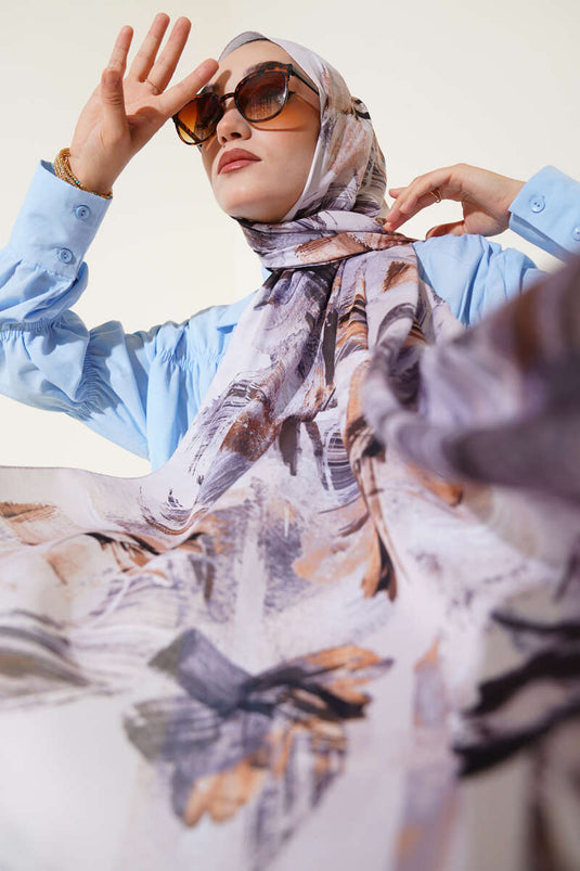 Brush Patterned Soft Shawl Beige