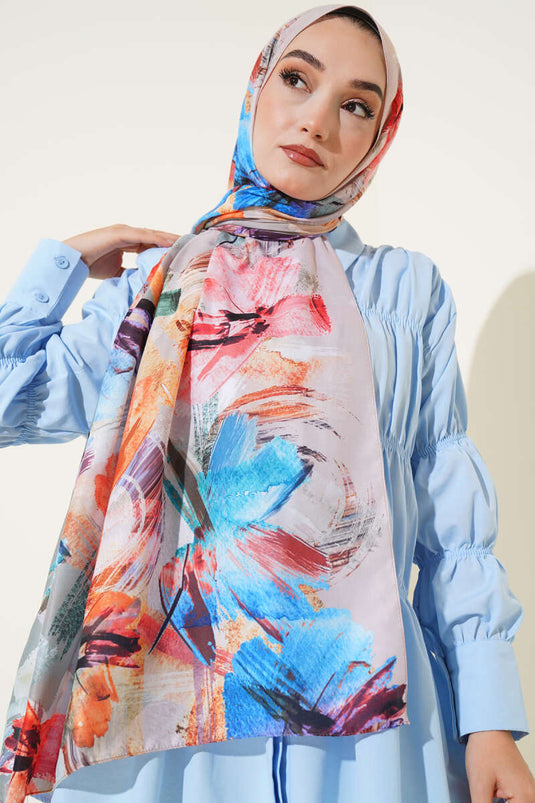 Brush Patterned Soft Scarf, Light Green